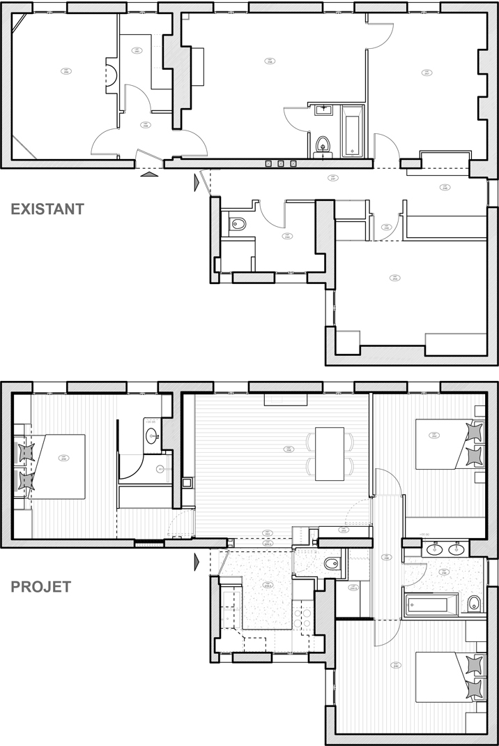 Réunion de deux appartements