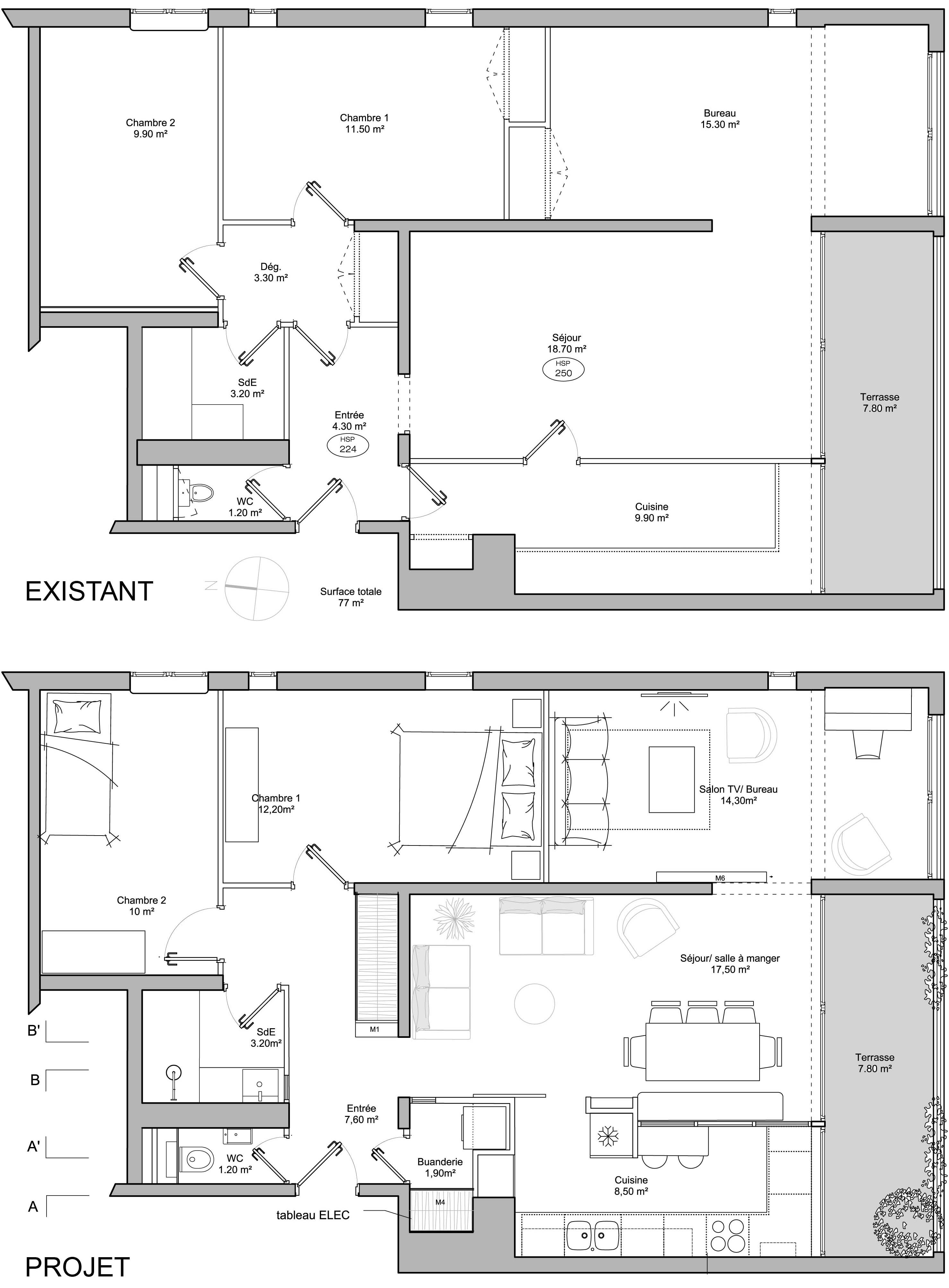 Rénovation d'un appartement de 77 m²