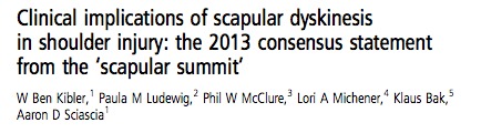 Répercussions cliniques des dyskinésies scapulaires dans les pathologies de l’épaule : la déclaration de consensus 2013 de la conférence sur la scapula. Partie 2