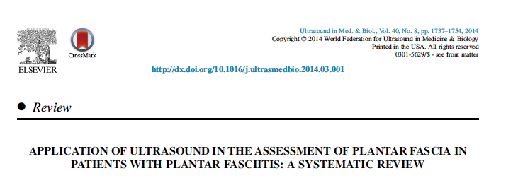Application de l’échographie dans l’évaluation du fascia plantaire chez les patients avec fasciite plantaire : une revue systématique