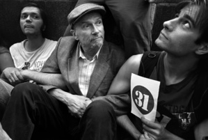 The author and dissident Eduard Limonov, center, during a sit-down protest in Moscow in 2011.