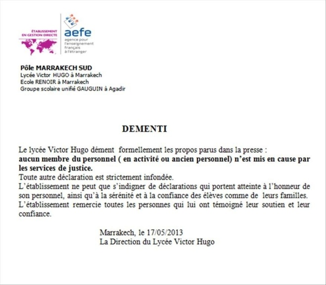 Marrakech : Le Lycée Victor Hugo dément l'implication de l'un de ses enseignants dans une affaire de trafic de drogue