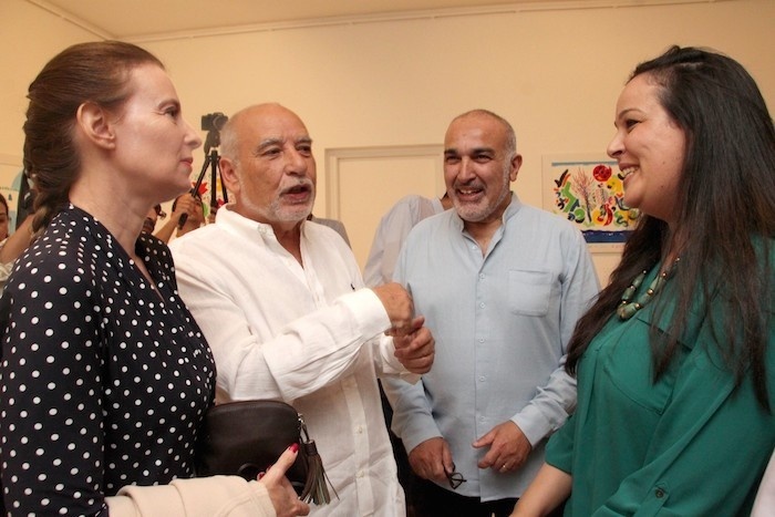 Valérie Trierweiler,Tahar Benjelloun,Boubker Temli et Hadia Temli de la Galerie Tindouf