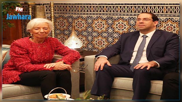 Youssef Chahed s'entretient à Marrakech avec Christine Lagarde