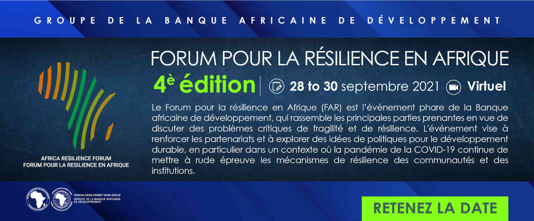 Le 4ème Forum pour la résilience en Afrique, du 28 au 30 septembre