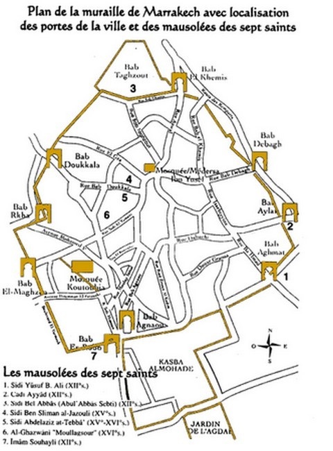 Plan des mausolées des Sept Saints de Marrakech