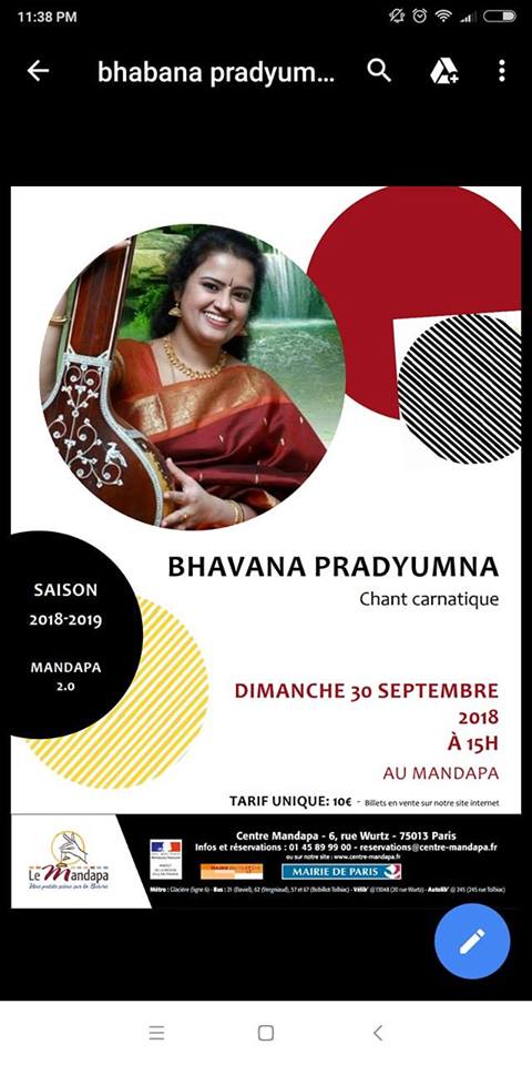 Concert de Musique Carnatique au Centre Mandapa à Paris