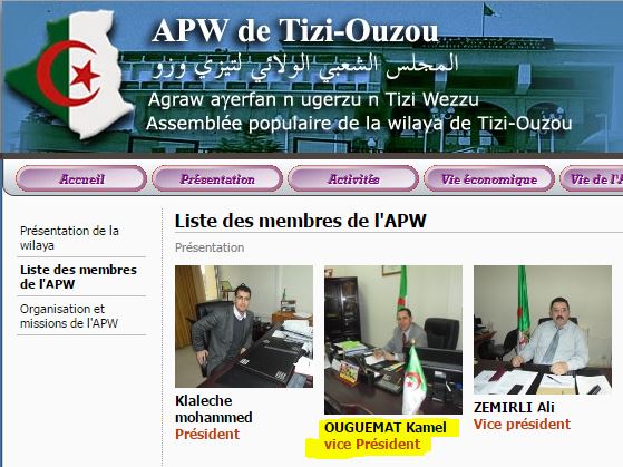 Organigramme de l'APW de Tizi-Ouzou (PH/DR)