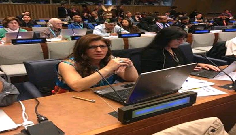 Kamira Nait-Sid, à New York au siège des Nations Unies pour la 15e session du Forum permanent des Peuples autochtones (PH/DR)