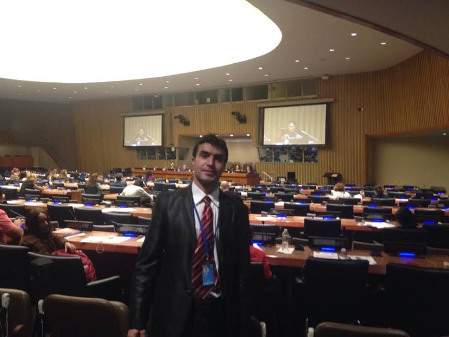 Le militant kabyle des droits de l'Homme, Rabah Arkam, lors de la IVème session de l’instance permanente des Nations unies sur les questions autochtones au siège de  l'ONU à New-York le 18/05/2015 (PH/DR)