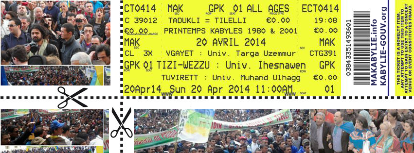 Printemps kabyles de 1980 & 2001 : agenda de la journée du 20 Avril 2014