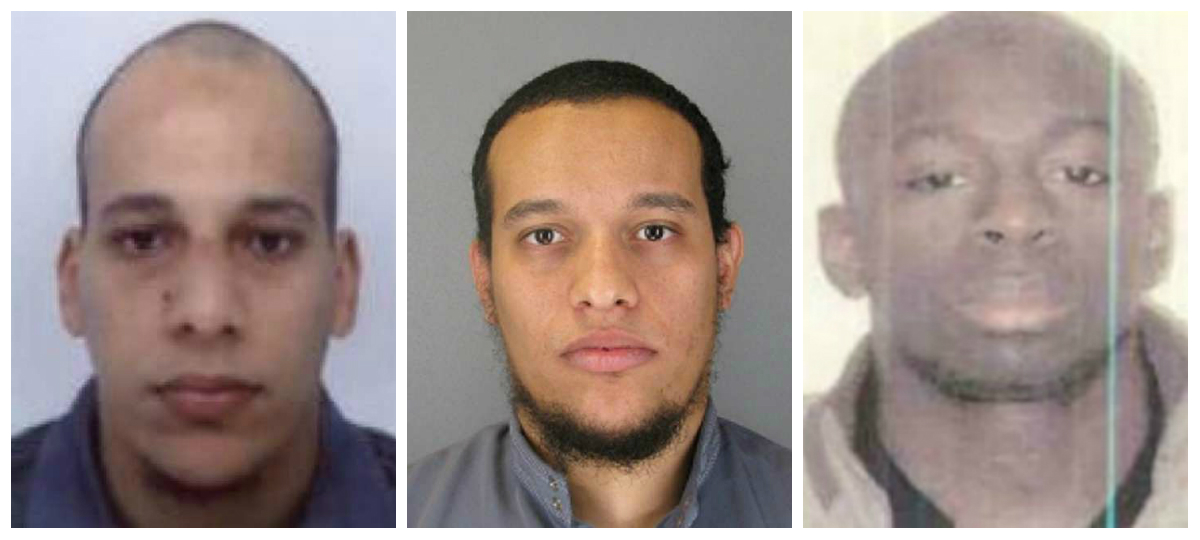 De g. à d. : Les 2 frères Kouachi, tueurs au siège de Charlie Hebdo et Amedy Coulibaly le tireur de Montrouge (PH/DR)