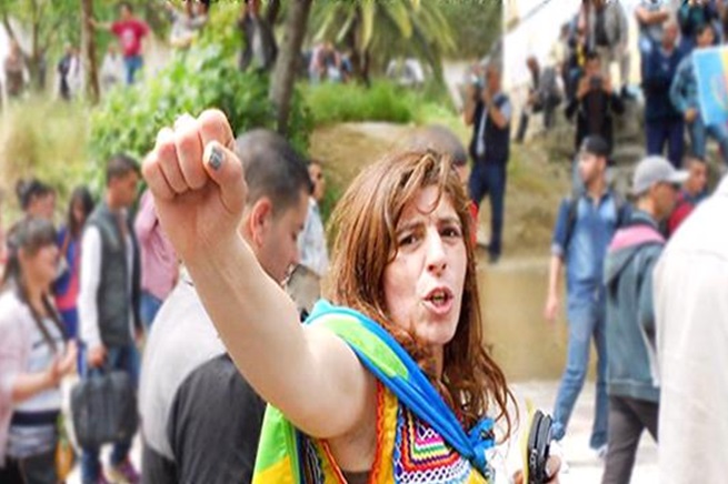 Kamira Nait-Sid, à la marche du Mouvement pour l'autodétermination de la Kabylie (MAK), le 20 avril 2015 à Tizi-Ouzou (PH/DR)