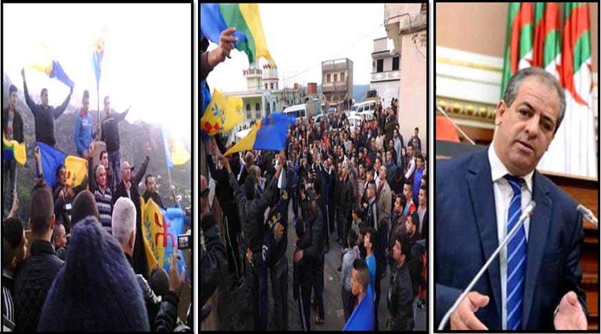 A gauche lever du drapeau kabyle à Agwni Ggeghrane, à droite le Bachagha Ould Ali El Hadi (PH/DR)