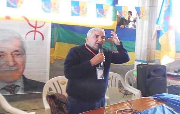 Bouaziz Ait-Chebib, le 26 février 2016, à At Zellal, lors du 3è congrès du MAK au cours duquel il a été réélut à l'unanimité des congressistes (PH/MAK)