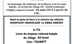Ait Issad (Commune d'Ifigha): Lever du drapeau Kabyle le jeudi 06 août à 17h