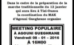 Agouni Gueghrane : Le MAK anime un meeting populaire le vendredi à 16h