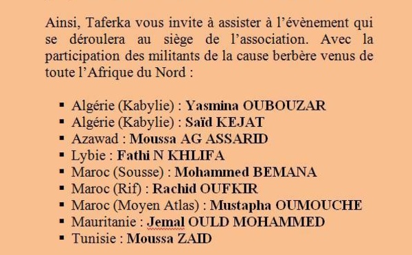 Samedi 15 février à 14h: L'association Taferka se mobilise contre la répression que subit le peuple Mozabite