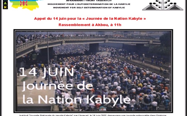 Appel du 14 juin pour la « Journée de la Nation Kabyle »