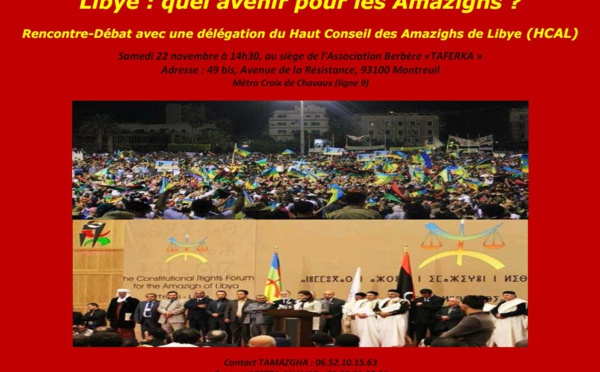 Samedi 22 Novembre : Conférence-débat avec une délégation des Amazighs de Libye