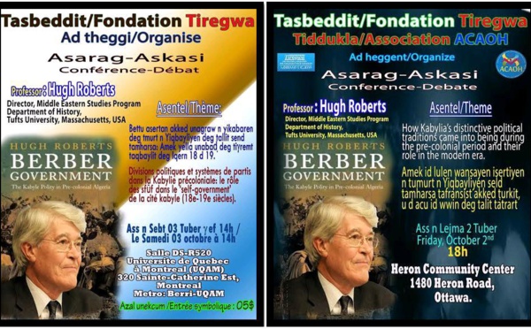 La fondation Tiregwa organise deux conférences-débats sur le système politique Kabyle avec le professeur Hugh Roberts 