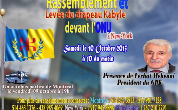 Lever du drapeau kabyle à l'ONU : des autobus affrétés depuis Montréal